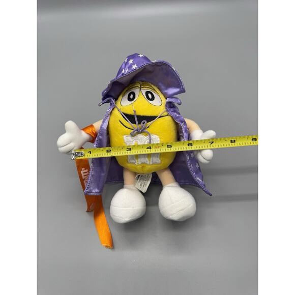 Vintage Galerie M&M’s Yellow Wizard Plush 8” In Purple Cape Stuffed Candy Doll - Picture 3 of 8
